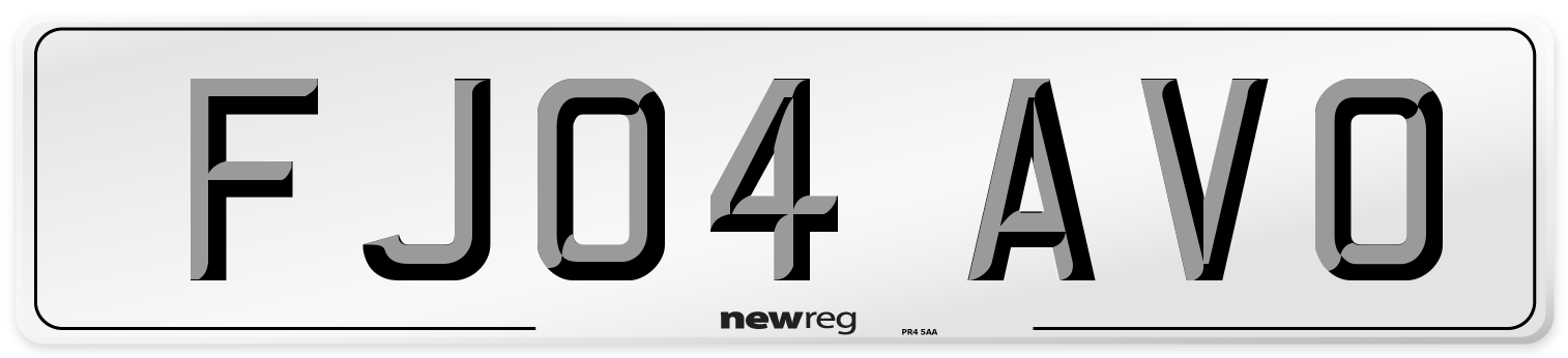 FJ04 AVO Number Plate from New Reg
